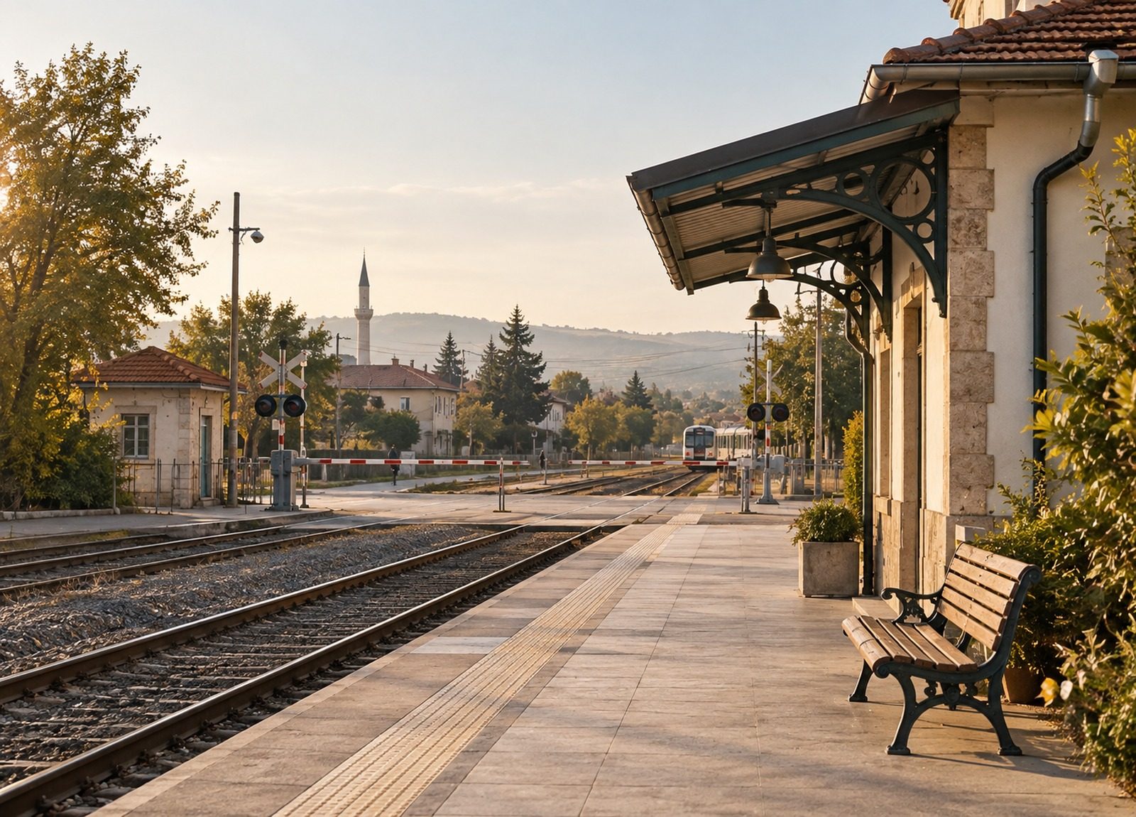 Babaeski tren garı peronu ve bekleme alanı
