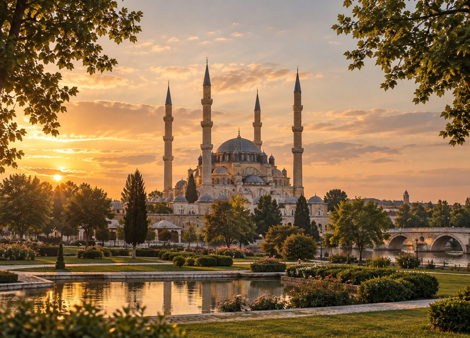 Edirne’de Selimiye Camii ve çevresindeki yeşil alan