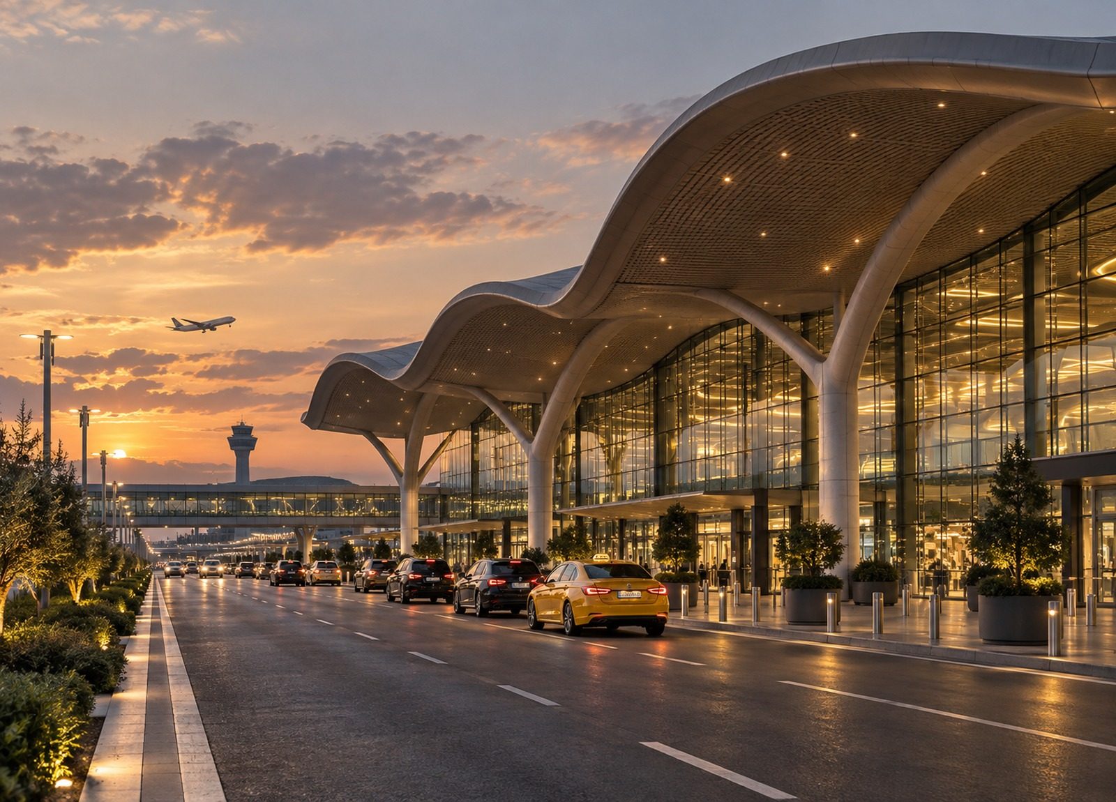 İstanbul Havalimanı terminal binası ve gidiş katı önü