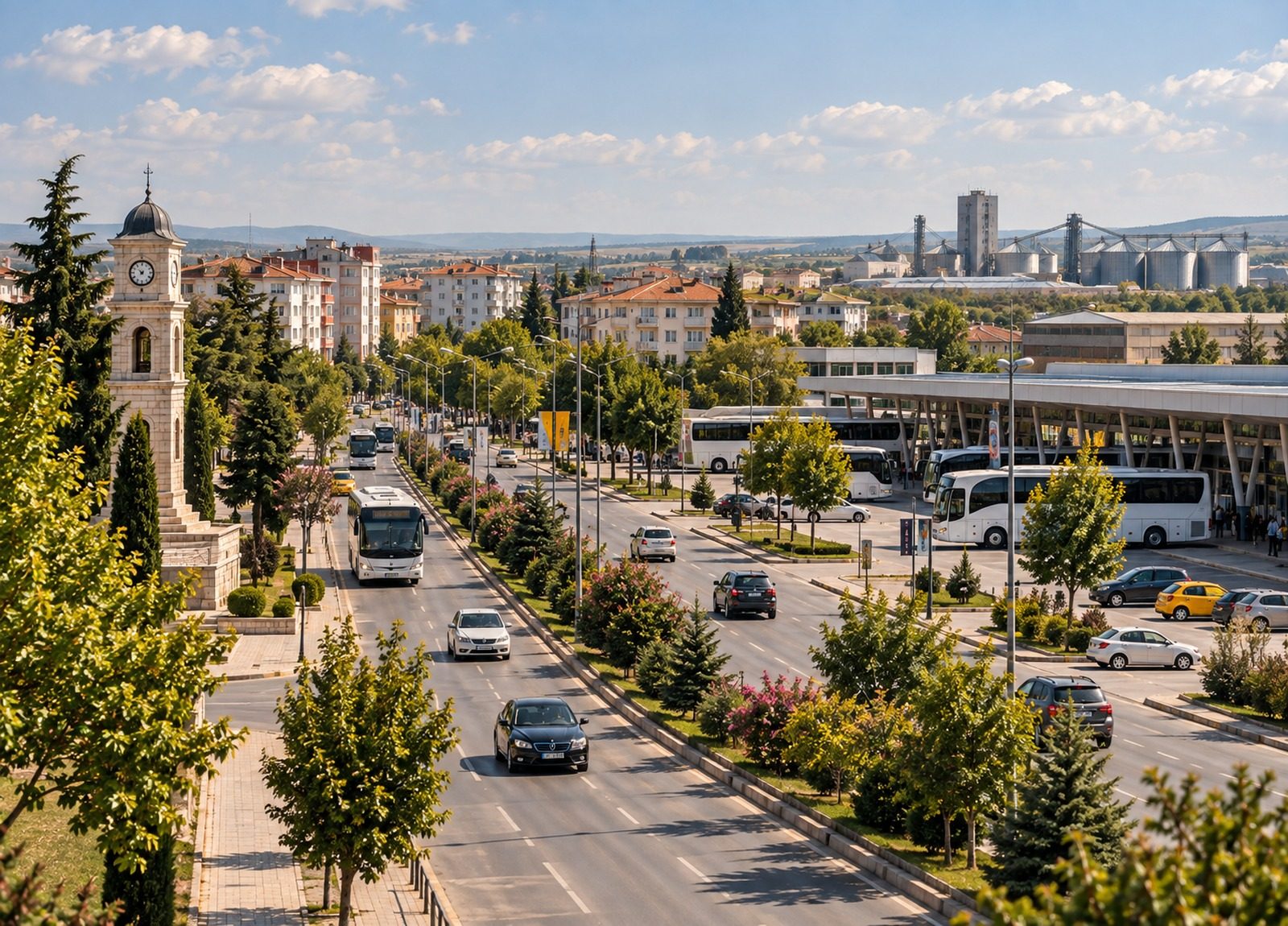 Lüleburgaz merkezinde işlek cadde ve otogar çevresi